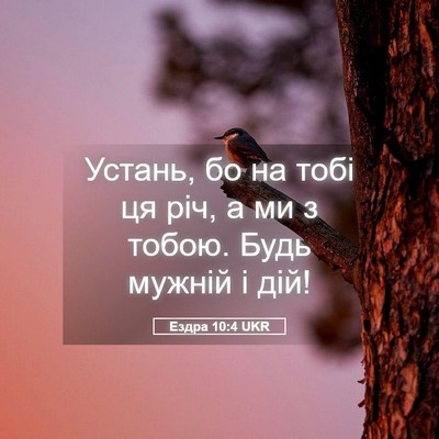 Picture 05 - Ездра 10:4 UKR - Устань, бо на тобі ця річ, а - Bible Verse Picture