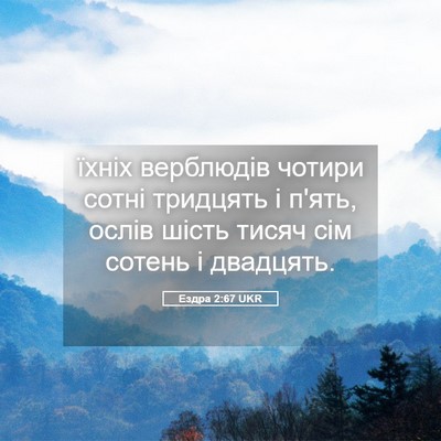Picture 05 - Ездра 2:67 UKR - їхніх верблюдів чотири - Bible Verse Picture