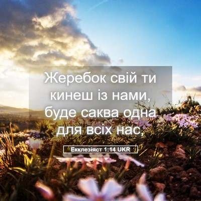 Picture 05 - Екклезіяст 1:14 UKR - Жеребок свій ти кинеш із - Bible Verse Picture