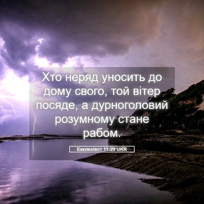 Picture 05 - Екклезіяст 11:29 UKR - Хто неряд уносить до дому - Bible Verse Picture