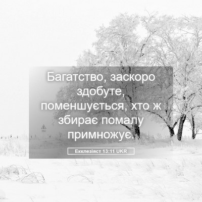Picture 05 - Екклезіяст 13:11 UKR - Багатство, заскоро - Bible Verse Picture