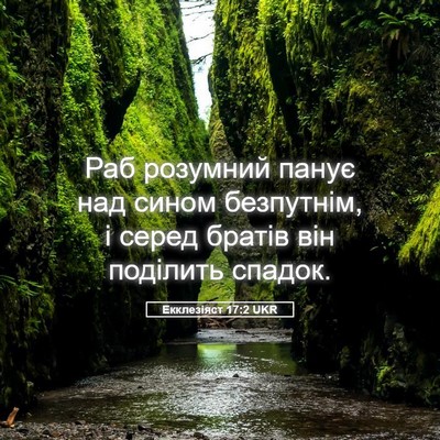 Picture 05 - Екклезіяст 17:2 UKR - Раб розумний панує над - Bible Verse Picture