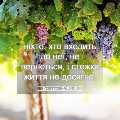 Picture 05 - Екклезіяст 2:19 UKR - ніхто, хто входить до неї, - Bible Verse Picture