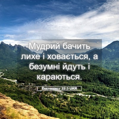 Picture 05 - Екклезіяст 22:3 UKR - Мудрий бачить лихе і - Bible Verse Picture