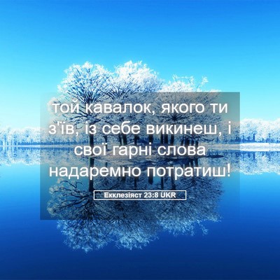 Picture 05 - Екклезіяст 23:8 UKR - той кавалок, якого ти з'їв, - Bible Verse Picture