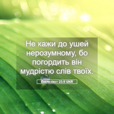 Picture 05 - Екклезіяст 23:9 UKR - Не кажи до ушей - Bible Verse Picture