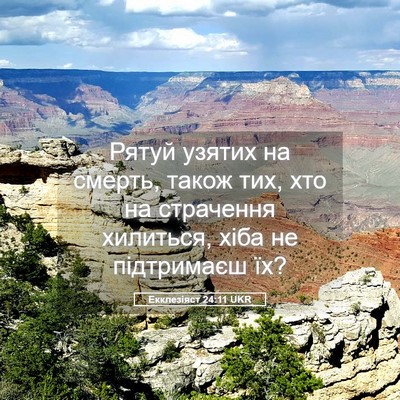 Picture 05 - Екклезіяст 24:11 UKR - Рятуй узятих на смерть, - Bible Verse Picture