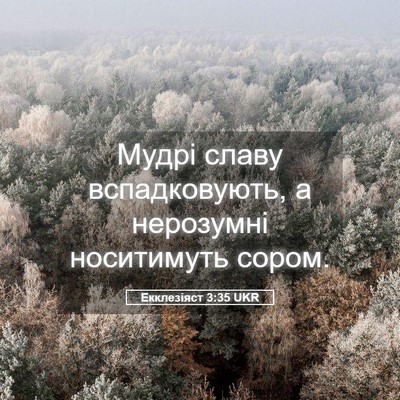 Picture 05 - Екклезіяст 3:35 UKR - Мудрі славу вспадковують, - Bible Verse Picture