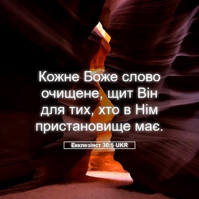 Picture 05 - Екклезіяст 30:5 UKR - Кожне Боже слово очищене, - Bible Verse Picture