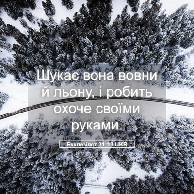 Picture 05 - Екклезіяст 31:13 UKR - Шукає вона вовни й льону, і - Bible Verse Picture