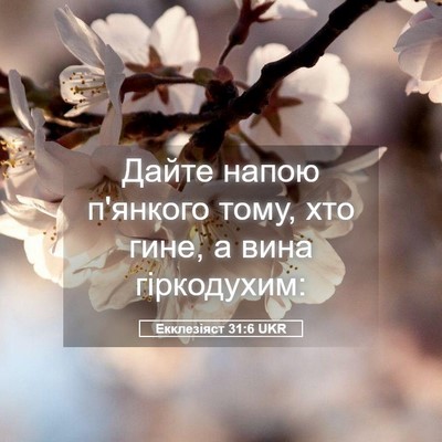 Picture 05 - Екклезіяст 31:6 UKR - Дайте напою п'янкого тому, - Bible Verse Picture