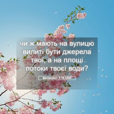 Picture 05 - Екклезіяст 5:16 UKR - чи ж мають на вулицю вилиті - Bible Verse Picture