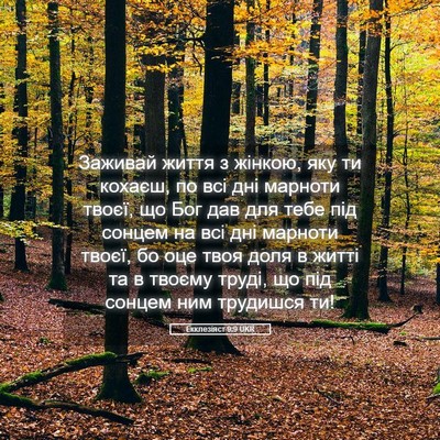 Picture 05 - Екклезіяст 9:9 UKR - Заживай життя з жінкою, яку - Bible Verse Picture