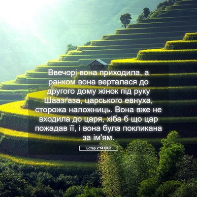 Picture 05 - Естер 2:14 UKR - Ввечорі вона приходила, а - Bible Verse Picture