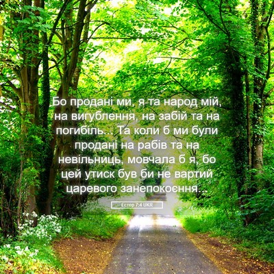 Picture 05 - Естер 7:4 UKR - Бо продані ми, я та народ - Bible Verse Picture