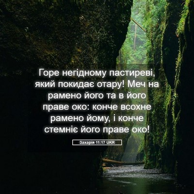 Picture 05 - Захарія 11:17 UKR - Горе негідному пастиреві, - Bible Verse Picture