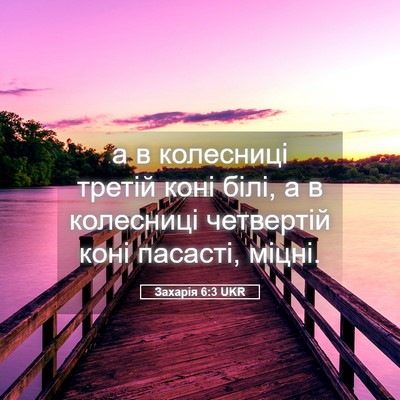 Picture 05 - Захарія 6:3 UKR - а в колесниці третій коні - Bible Verse Picture