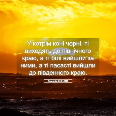 Picture 05 - Захарія 6:6 UKR - У котрім коні чорні, ті - Bible Verse Picture