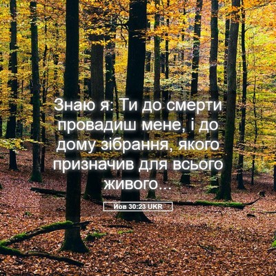 Picture 05 - Йов 30:23 UKR - Знаю я: Ти до смерти - Bible Verse Picture