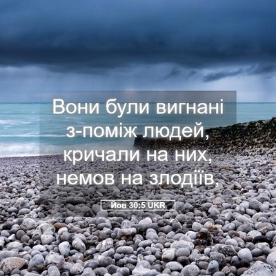 Picture 05 - Йов 30:5 UKR - Вони були вигнані з-поміж - Bible Verse Picture