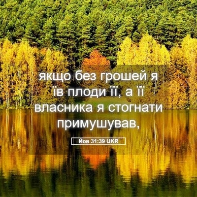 Picture 05 - Йов 31:39 UKR - якщо без грошей я їв плоди - Bible Verse Picture