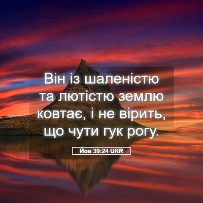 Picture 05 - Йов 39:24 UKR - Він із шаленістю та - Bible Verse Picture