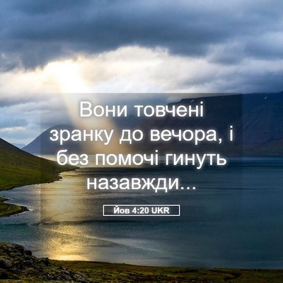 Picture 05 - Йов 4:20 UKR - Вони товчені зранку до - Bible Verse Picture