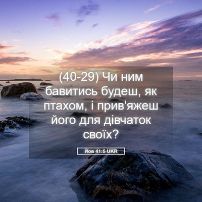 Picture 05 - Йов 41:5 UKR - (40-29) Чи ним бавитись будеш, - Bible Verse Picture