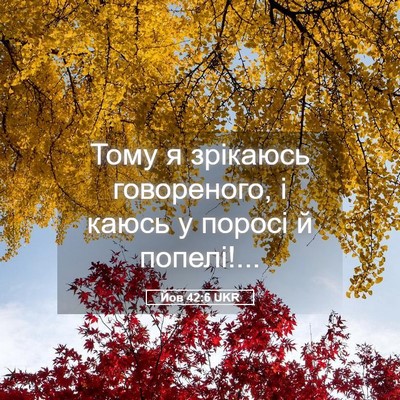 Picture 05 - Йов 42:6 UKR - Тому я зрікаюсь - Bible Verse Picture