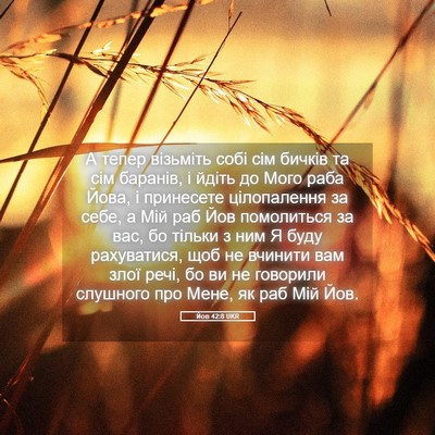 Picture 05 - Йов 42:8 UKR - А тепер візьміть собі сім - Bible Verse Picture