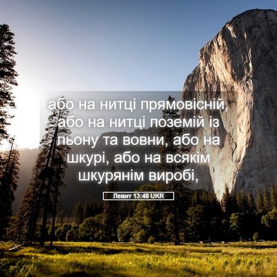 Picture 05 - Левит 13:48 UKR - або на нитці прямовісній, - Bible Verse Picture