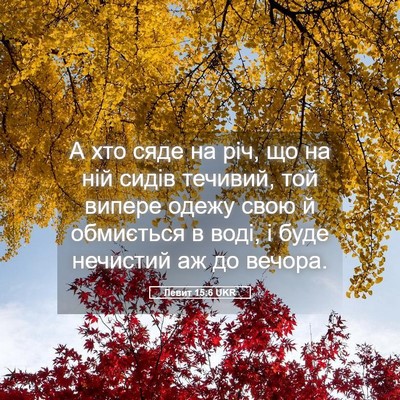 Picture 05 - Левит 15:6 UKR - А хто сяде на річ, що на ній - Bible Verse Picture