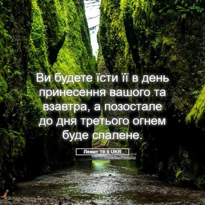 Picture 05 - Левит 19:6 UKR - Ви будете їсти її в день - Bible Verse Picture