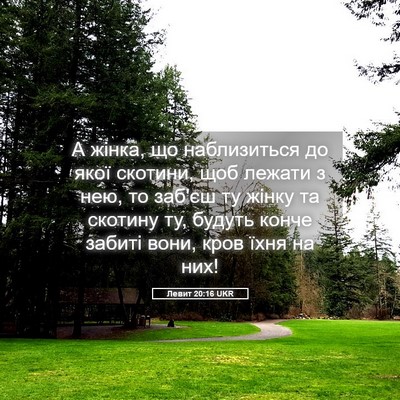 Picture 05 - Левит 20:16 UKR - А жінка, що наблизиться до - Bible Verse Picture