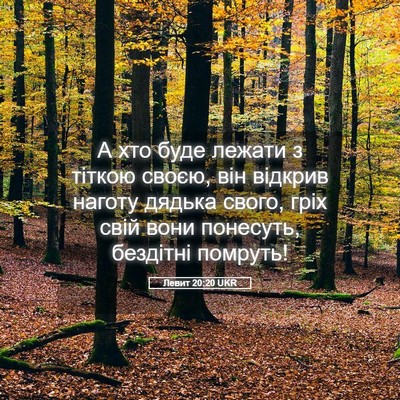 Picture 05 - Левит 20:20 UKR - А хто буде лежати з тіткою - Bible Verse Picture