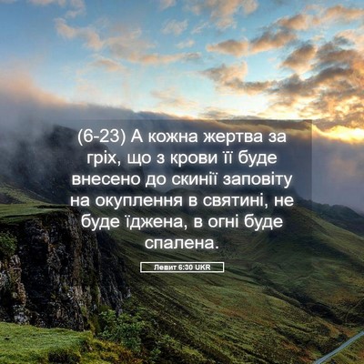 Picture 05 - Левит 6:30 UKR - (6-23) А кожна жертва за гріх, - Bible Verse Picture