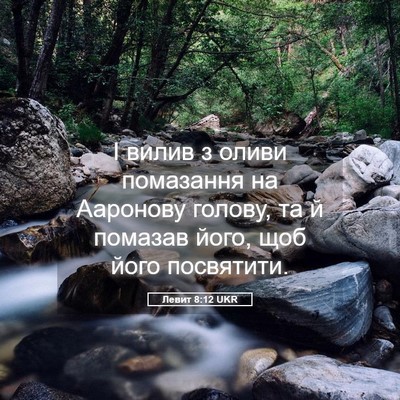 Picture 05 - Левит 8:12 UKR - І вилив з оливи помазання - Bible Verse Picture