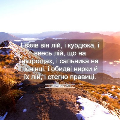 Picture 05 - Левит 8:25 UKR - І взяв він лій, і курдюка, і - Bible Verse Picture