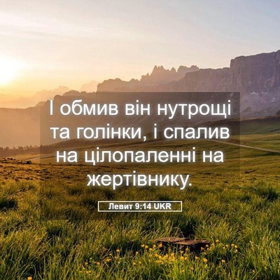 Picture 05 - Левит 9:14 UKR - І обмив він нутрощі та - Bible Verse Picture