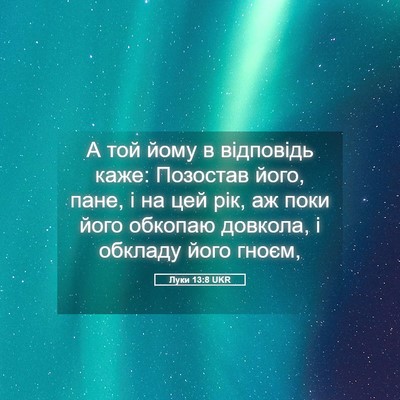Picture 05 - Луки 13:8 UKR - А той йому в відповідь - Bible Verse Picture