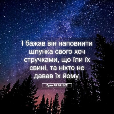 Picture 05 - Луки 15:16 UKR - І бажав він наповнити - Bible Verse Picture