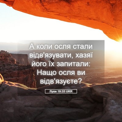 Picture 05 - Луки 19:33 UKR - А коли осля стали - Bible Verse Picture