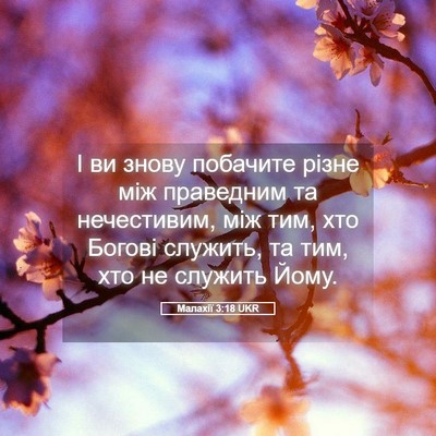 Picture 05 - Малахії 3:18 UKR - І ви знову побачите різне - Bible Verse Picture