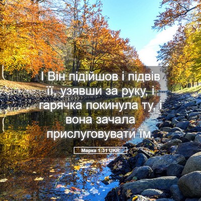 Picture 05 - Марка 1:31 UKR - І Він підійшов і підвів її, - Bible Verse Picture