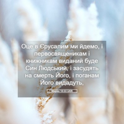 Picture 05 - Марка 10:33 UKR - Оце в Єрусалим ми йдемо, і - Bible Verse Picture