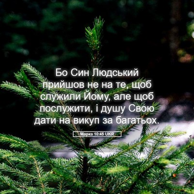 Picture 05 - Марка 10:45 UKR - Бо Син Людський прийшов не - Bible Verse Picture