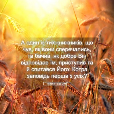 Picture 05 - Марка 12:28 UKR - А один із тих книжників, що - Bible Verse Picture