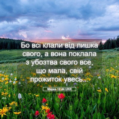 Picture 05 - Марка 12:44 UKR - Бо всі клали від лишка - Bible Verse Picture