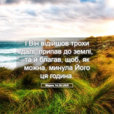 Picture 05 - Марка 14:35 UKR - І Він відійшов трохи далі, - Bible Verse Picture