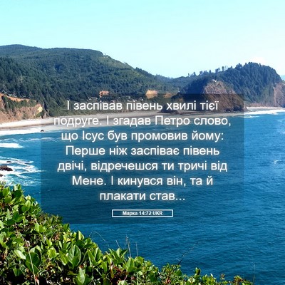 Picture 05 - Марка 14:72 UKR - І заспівав півень хвилі - Bible Verse Picture